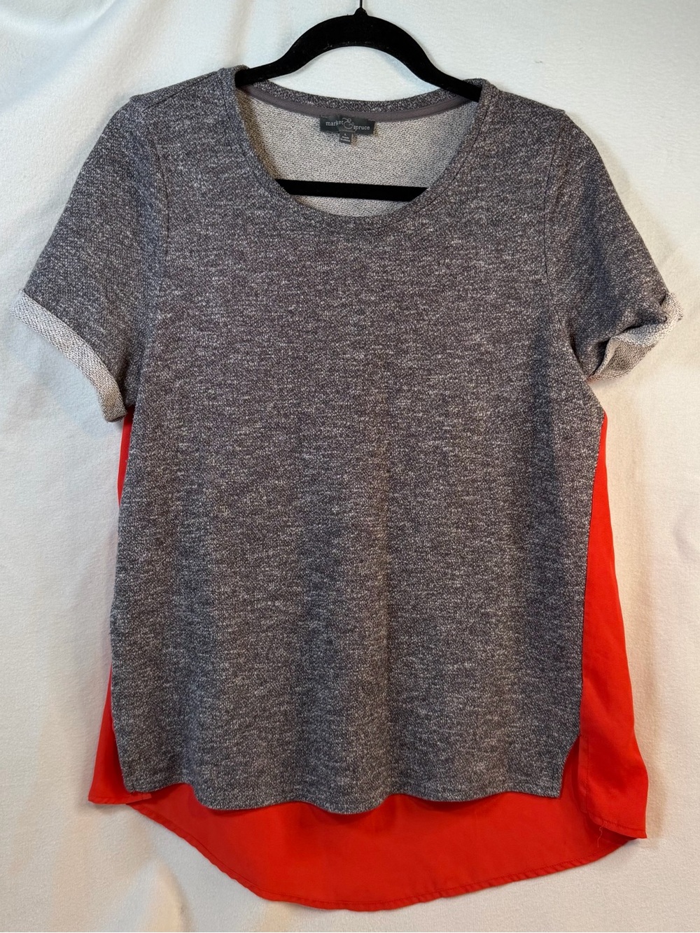 Market & Spruce Gray Front Tee with Red Back Panel